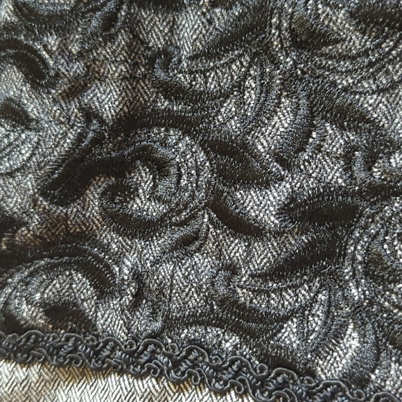 Chico's Vintage Vest Wool Black Embroidered Academia Size 2 Y2K Preppy Grunge - Picture 4 of 13